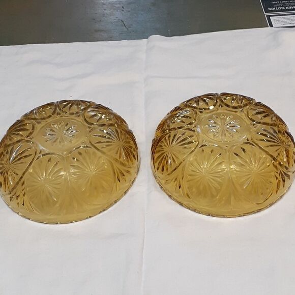 2 pc Vtg. Medallion Pattern MCM Serving Chip Large Bowls Anchor Hocking Indiana - Picture 5 of 7